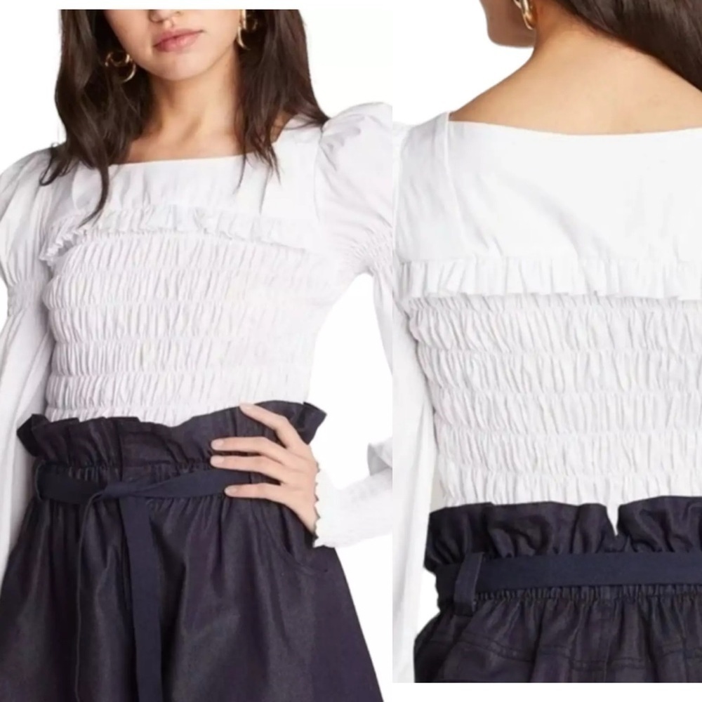 Choosy Charlotte Smocked Cropped Shirt - Picture 3 of 12